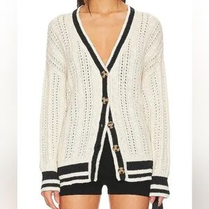 Sanctuary sport stripe cardigan Cream Size S Oversize Fit